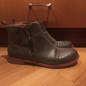 Lucky brand army green leather double zip boots